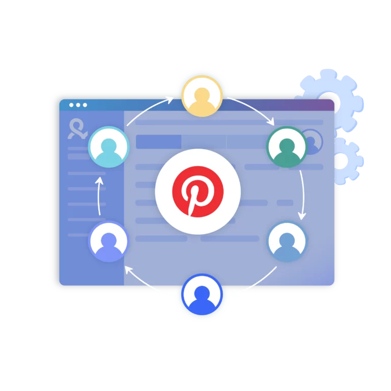 A visual representing easy collaboration of Pinterest account management within your team using Multilogin.